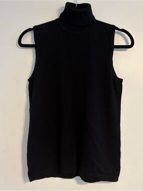 august silk Black Sleeveless Turtleneck Tank